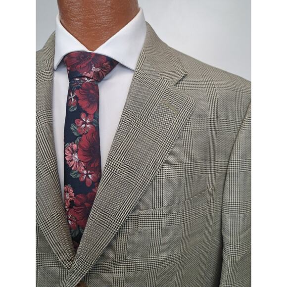 Ermengildo Zegna Beige Plaid Windowpane Blazer Sport Coat 42S High Performance